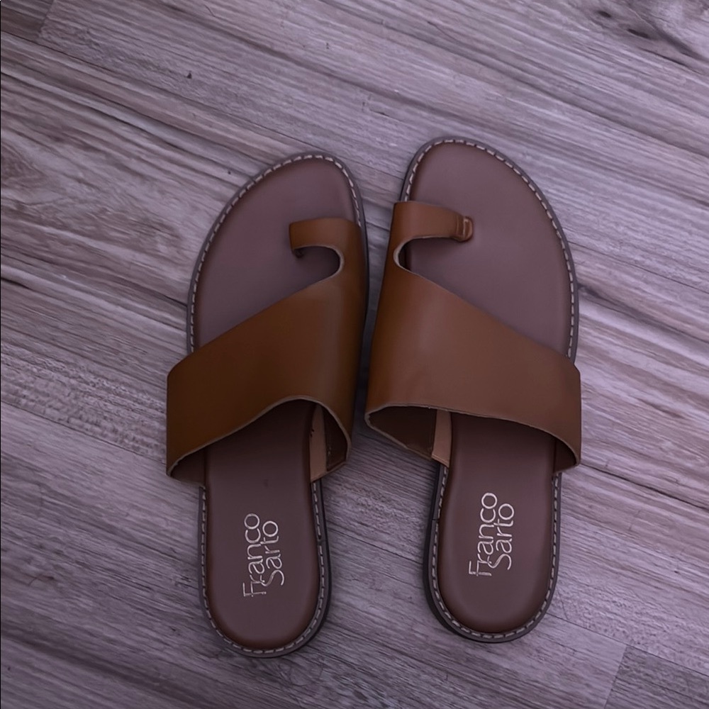 Franco Sarto Brown Minimalist Slide Sandals